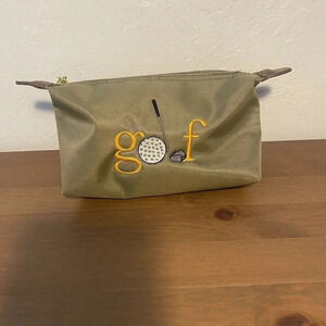 Best of Everything Golf Cosmetic Bag Nylon Embroidery Gold Accents Zipper